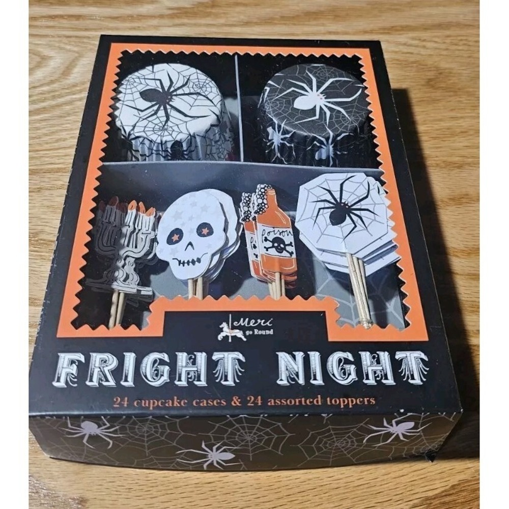 Meri Meri Halloween Fright Night Cupcake Kits - 24 Cases and 24 Assorted Toppers